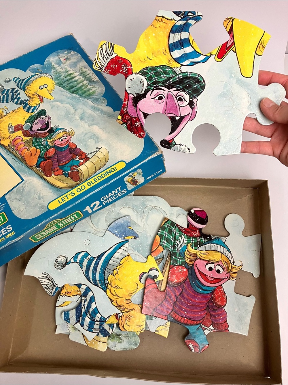 Rare Vintage Sesame Street 1988 Floor Puzzle 12 Giant Pieces Sliding 80s Muppets